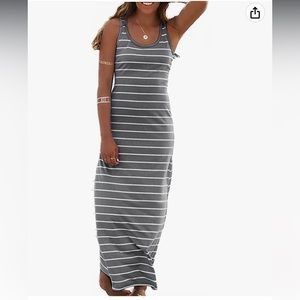 Sleeveless scoop neck striped summer dress, new no tags
